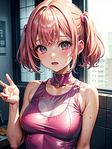 8k,超High resolution,High resolution, Highest quality, masterpiece, super high quality, Ultra-detailed, Sweat、Sweaty、whole bodyローション、whole bodyが精子でいっぱい、 whole body、Embarrassing、School Swimsuit、Bathroom、Blonde girl lying down、Medium sized breasts、Get your whole body wet((Soaking wet))、live-action Inside the mirror house Japanese girl kindergartener Rubber Suit Pink Enamel rain gear I was able to swap reality with the person I see in the mirror. devil Hair color metallic silver Bobcut Multiple people