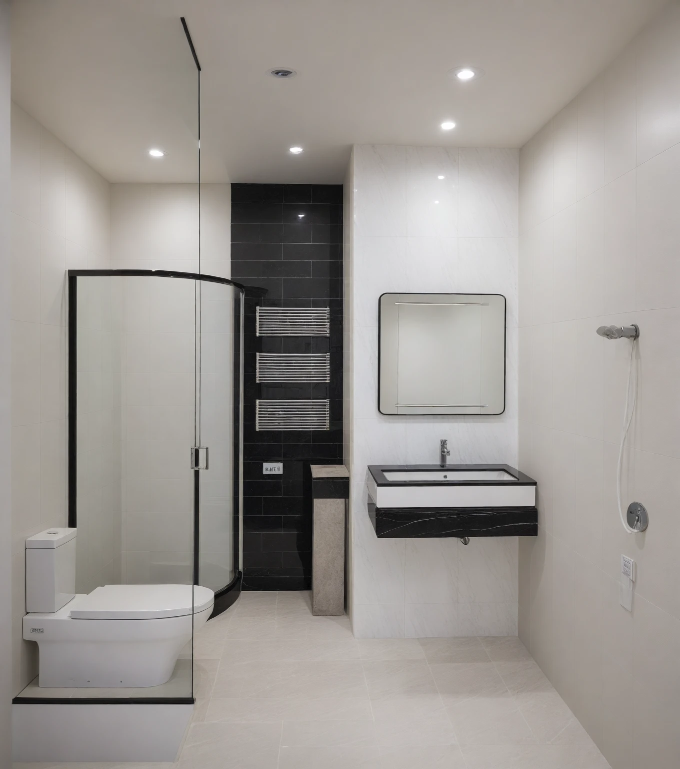 Raw photo,Masterpiece, high quality, best quality, authentic, super detail,
indoors, interior , ((TOILET :1.3)), modern style, daylight, (WHITE WALL),luxury, marble tile floor, fridge, black stone counter top