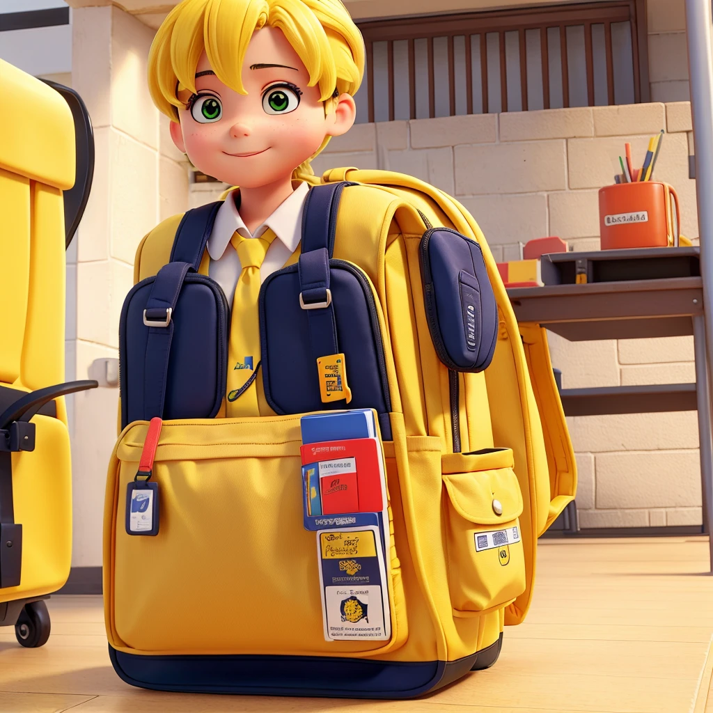 School bag of yellow colour
