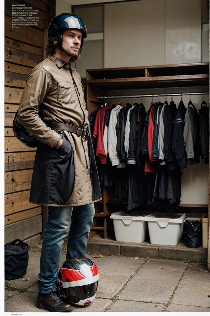 motorcycle helmet laundry realistic magazine style