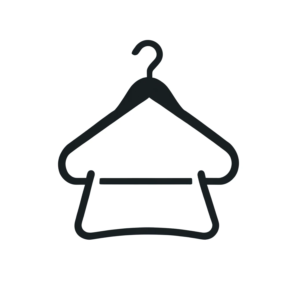 hanger shaped logo, black and white colors, branding, business