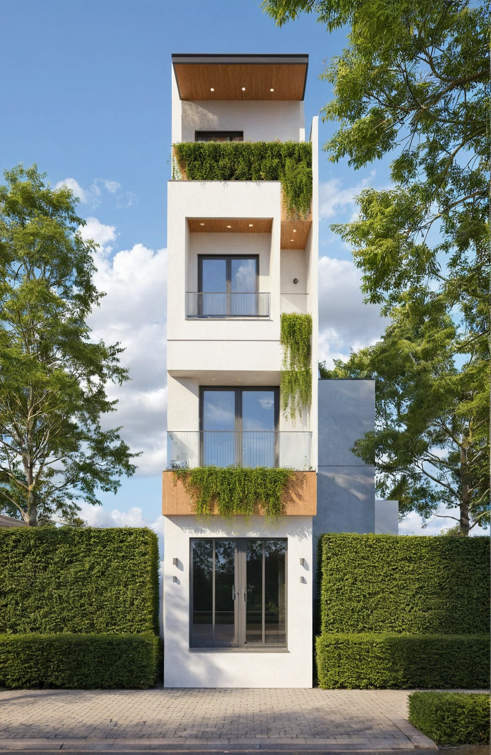 photo brute,head of'artwork, high quality, best quality, Authentique, Great detail,
Outside, En plein air, style de maison moderne dans la rue, glass windows, grille, wooden ceiling,
road,pavement, trees, sky, nuvens, (day light:1.1)