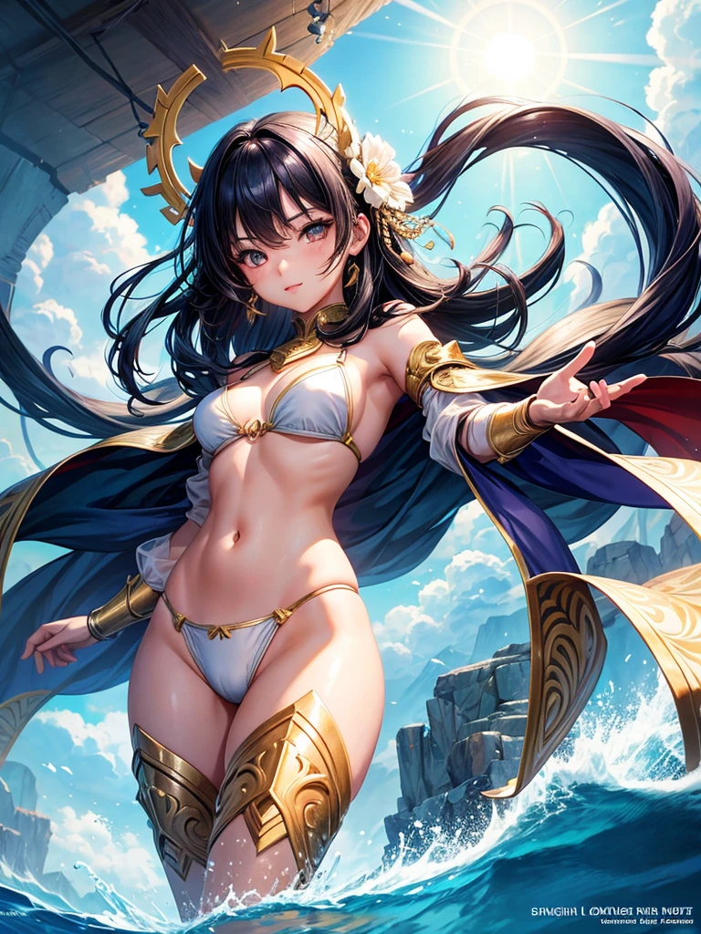 Beautiful Asian girl, 18 years old, light bikini knight girls, sexy lady, medium breasts, camel toe, long sword,