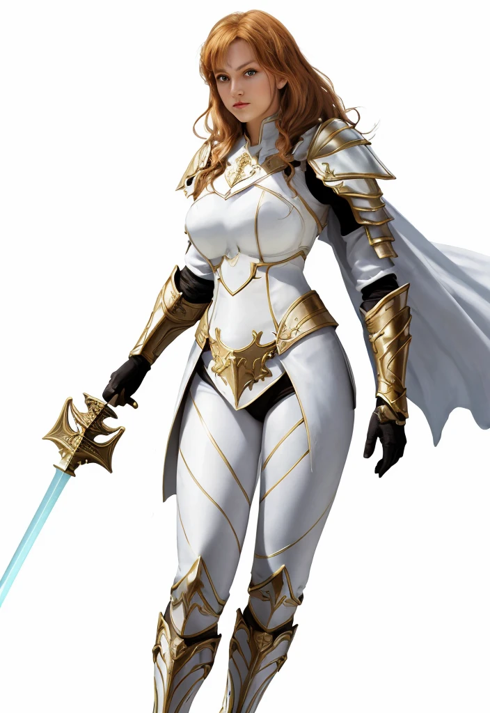 holding a sword in her right hand
