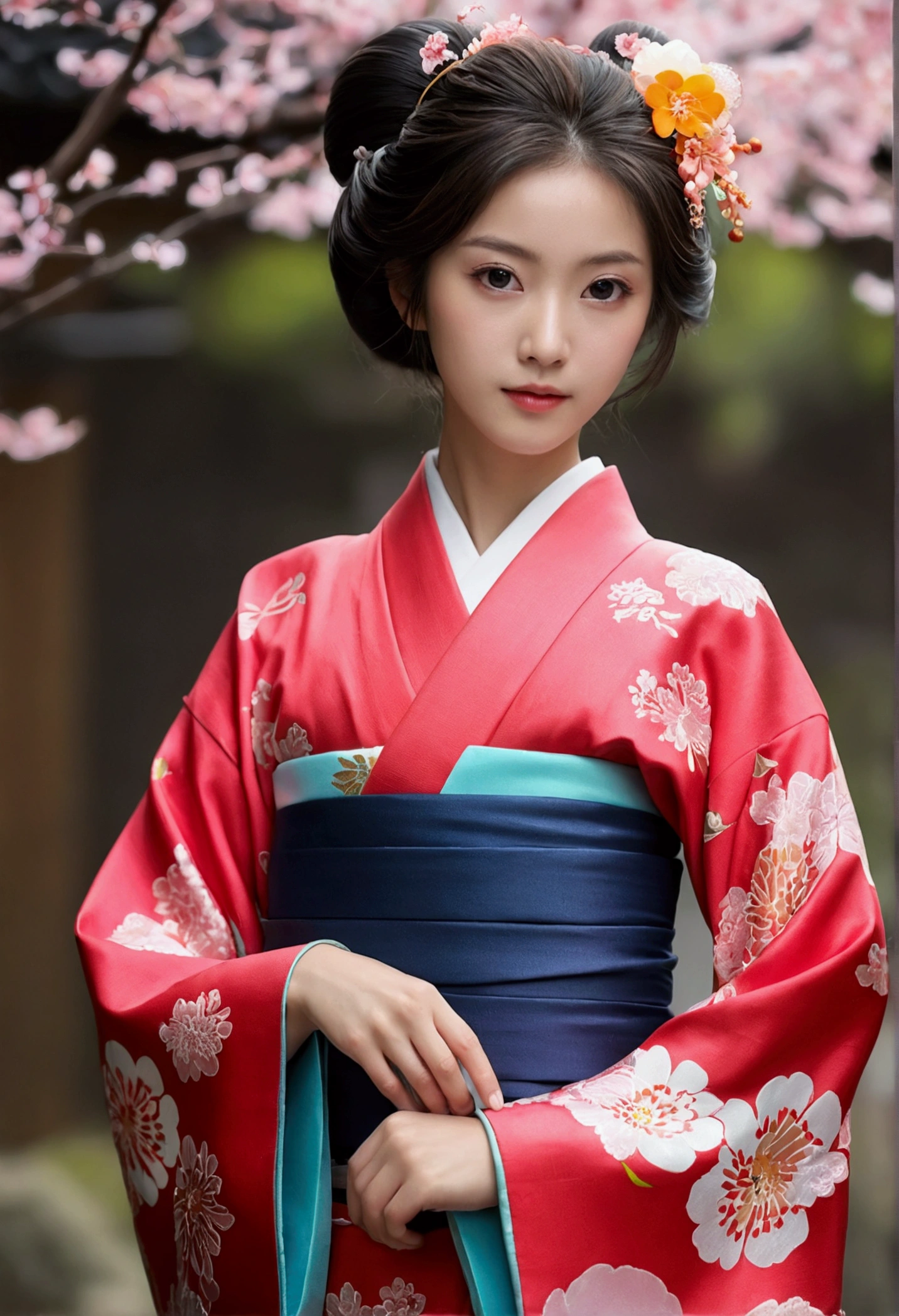 masterpiece, Highest quality, Very detailedな:1.3), Perfect composition, 4K, (Very detailed, Very detailed), Soft lighting, to be born, High resolution, 8k Texture, Extremely detailed, Very detailedな肌の質感, magnificent details, High Sharpness, 1 girl, , (skinny), 20 beautiful women wearing colorful and elegant furisode