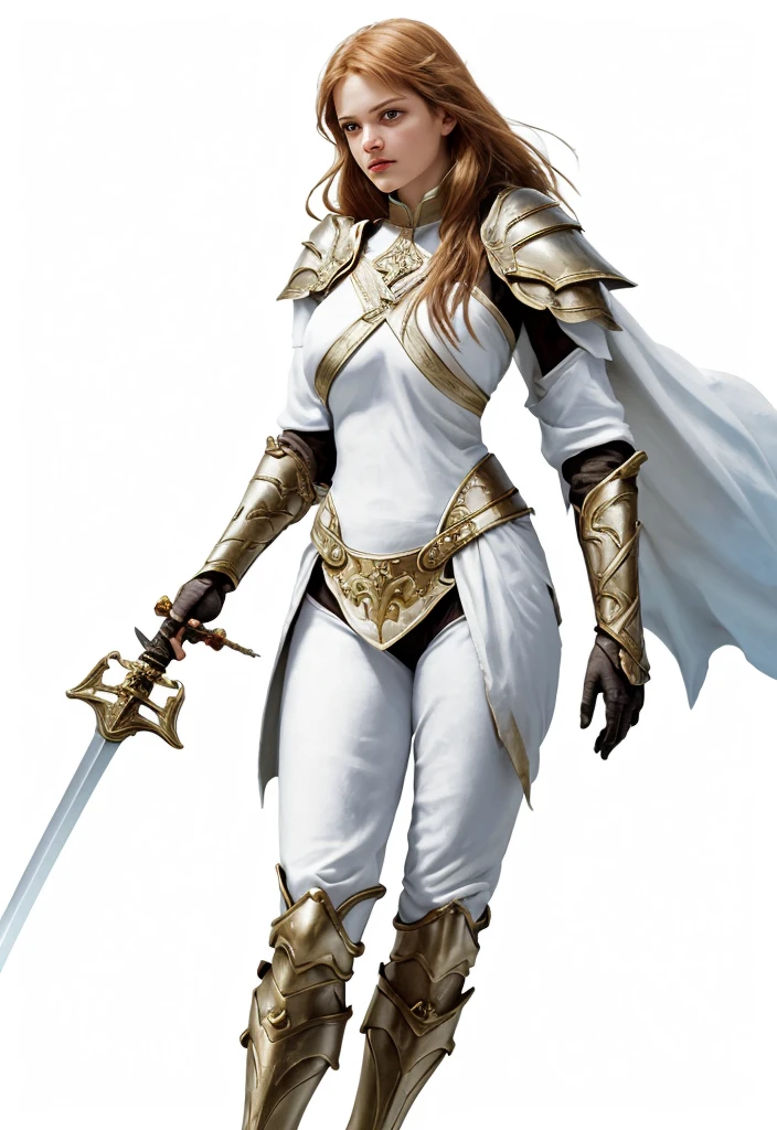 holding a sword in her right hand,