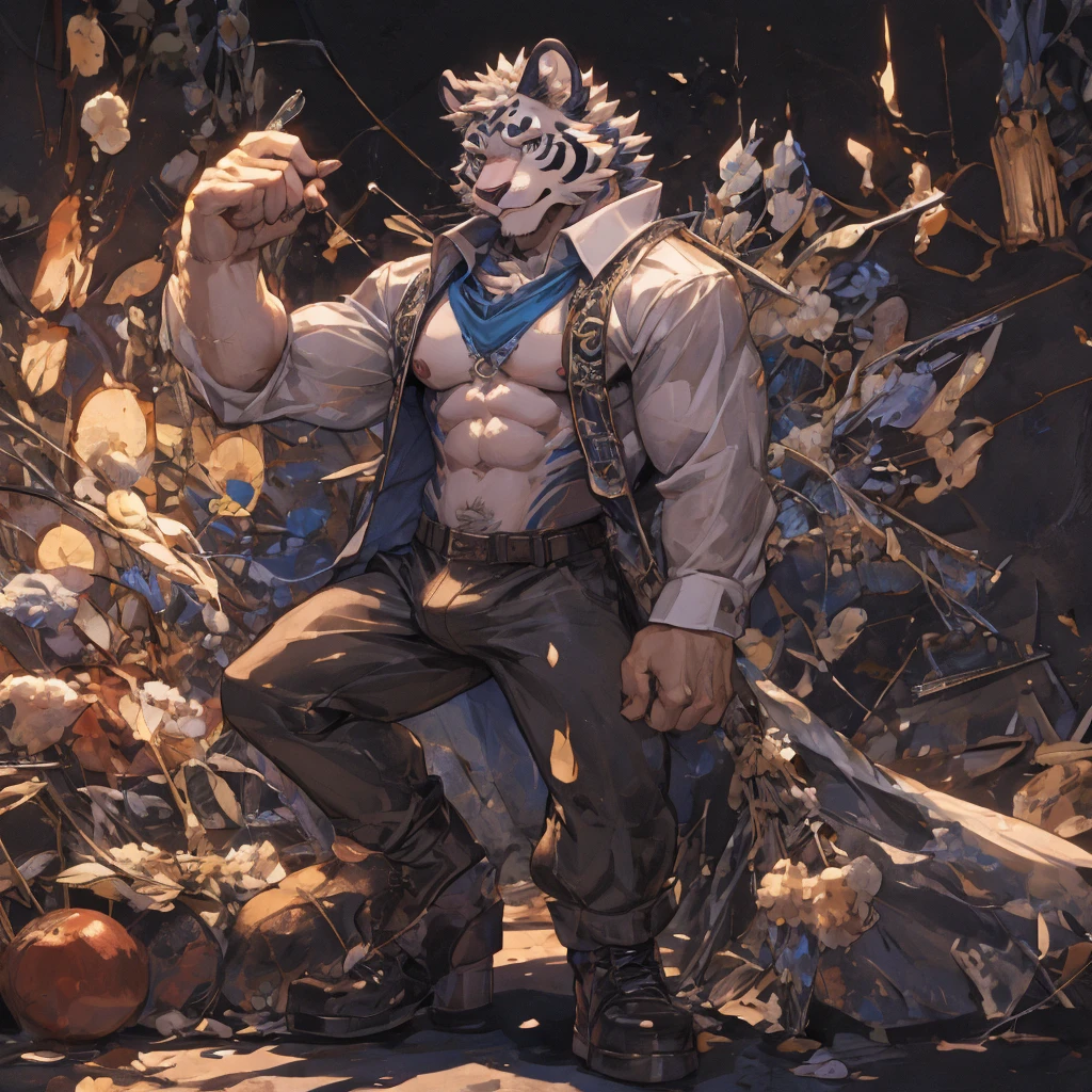 bara handsome white tiger furry leaning on wall wearing only tight boxer briefs, tall, massive pecs, broad shoulders, sultry gaze, purple eyes, smirking at camera seductively, sultry teasing gaze, one hand on his thigh near his cock, running one hand through his hair, long legs, looking at viewer, slight side view, huge bulge, side view, bedroom, sunlight casting over,Bara, Furry, dynamic shading