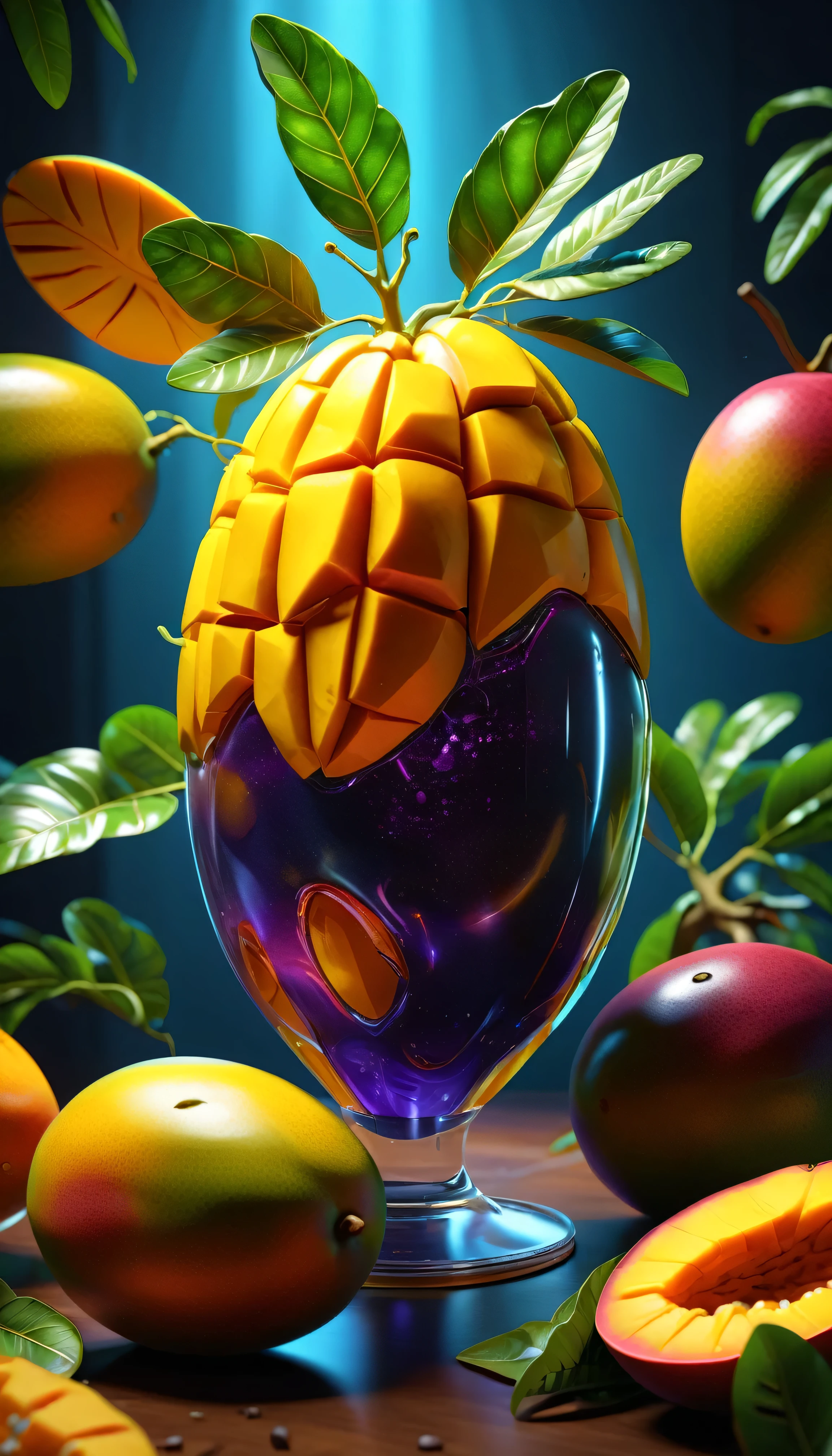 hyper detailed masterpiece MANGO,dynamic,awesome quality,floating liquid plant,ral-passion fruit,photorealistic,cinematic lighting,3d,highly detailed,intricate details,ultra-realistic,ultra-detailed,hyperrealistic,hyper-realistic,octane render,4k,8k,highly detailed description,sharp focus,extremely detailed,professional digital art,concept art,studio lighting,physically-based rendering,volumetric lighting,vibrant colors,natural colors,realistic textures,vivid colors,dramatic lighting
