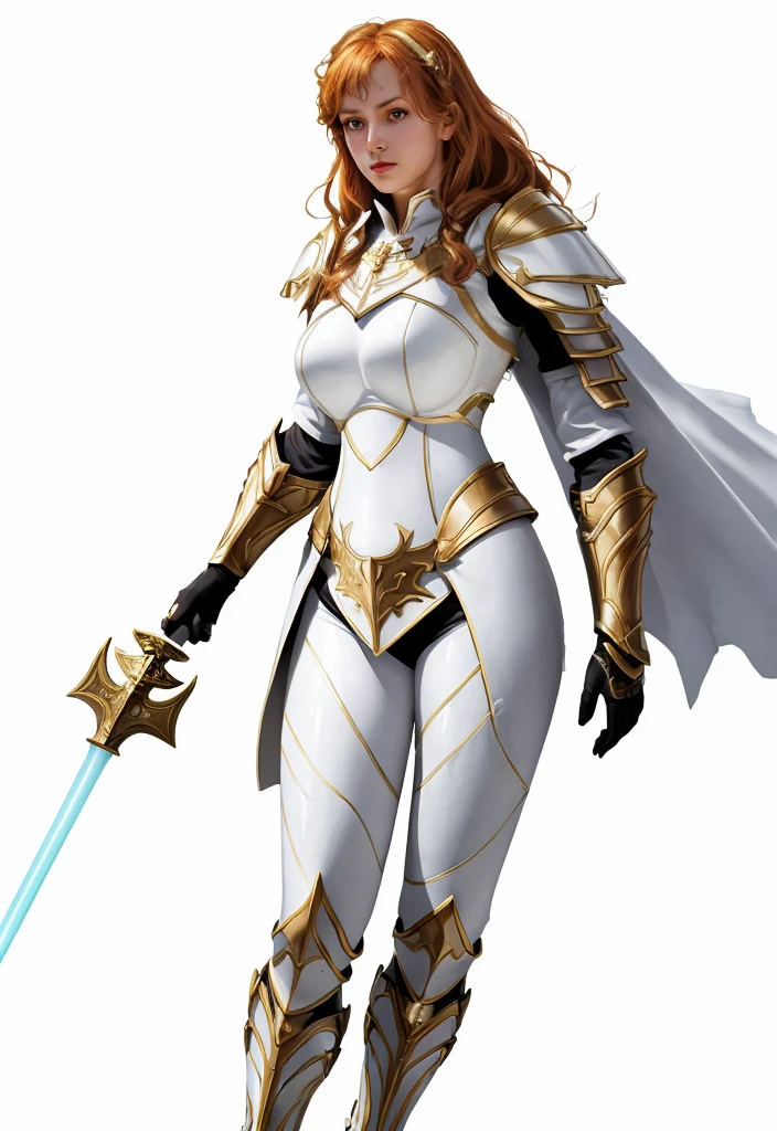 holding a sword in her right hand,