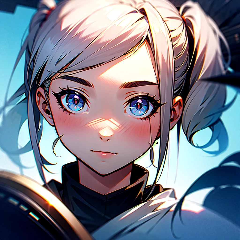 gray hair, pigtails, pretty girl, face,