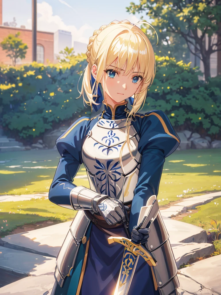 (masterpiece:1.4), (Highest quality:1.4), Realistic, One girl, Artoria Pendragon, armor,, (destiny/Stay Night\), sword, holding sword:1.1), High resolution, Cowboy Shot, Outdoor, unity 8k wallpaper, (figure:0.8), (Beautiful attention to detail:1.6), Highly detailed face, Perfect lighting, Highly detailed CG, (3D Face:1.1), (Shiny skin:1.5), (超High resolution intricate face details), (Facial skin pores:1.3), 超High resolution cloth texture, (Canon EOS-1D X Mark III camera for outstanding detail:1.2), (Combined with Canon EF24-70mm f/2.8L II USM Lens:1.2), (エクスカリバーの大きなswordを持っている:1.2)