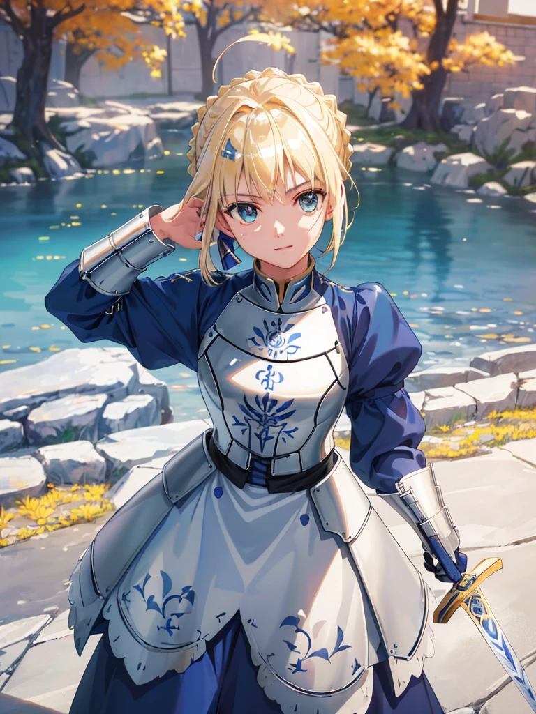 (masterpiece:1.4), (Highest quality:1.4), Realistic, One girl, Artoria Pendragon, armor,, (destiny/Stay Night\), sword, holding sword:1.1), High resolution, Cowboy Shot, Outdoor, unity 8k wallpaper, (figure:0.8), (Beautiful attention to detail:1.6), Highly detailed face, Perfect lighting, Highly detailed CG, (3D Face:1.1), (Shiny skin:1.5), (超High resolution intricate face details), (Facial skin pores:1.3), 超High resolution cloth texture, (Canon EOS-1D X Mark III camera for outstanding detail:1.2), (Combined with Canon EF24-70mm f/2.8L II USM Lens:1.2), (エクスカリバーの大きなswordを持っている:1.2)