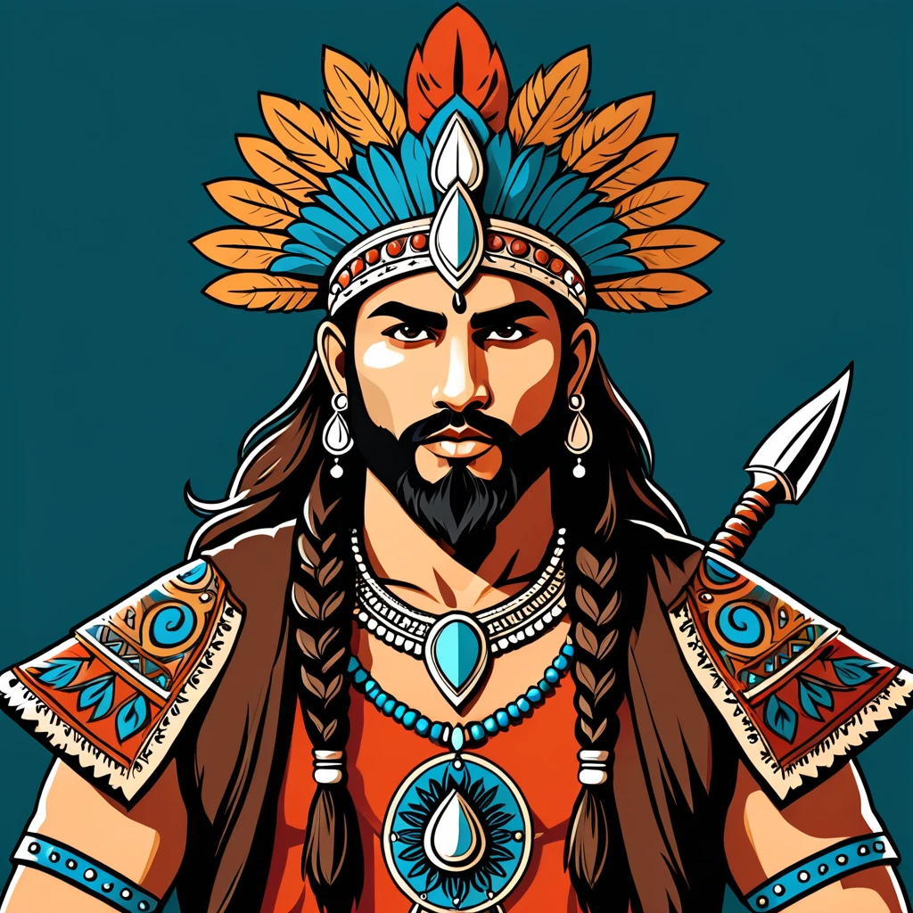 viking warrior in indian folk outfit, vector graphics, strong contours