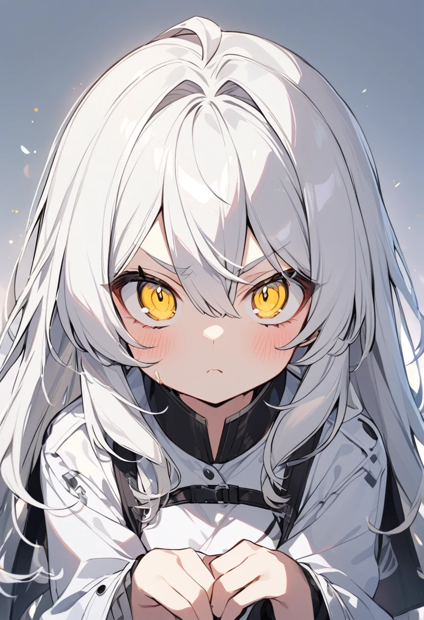 girl cute Mean White Hair Yellow Eyes