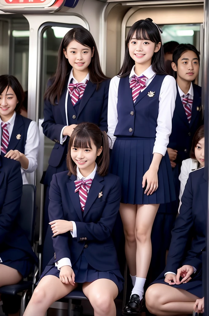 Center View、An Asian woman in a short skirt and bow tie is sitting on a train、Cute school girl、Japanese girls uniform、Wear Japan 、Japanese 、Surreal 、Dressed as a high school girl、Surreal 、Wear a uniform、Realistic school girl、Girl in uniform、Wear a uniform、 Pause、Whole Body Ezbian、Nice skin、Glowing Skin、Nice thighs、Shining thighs、Shining Regaleg , Japanese High School 、Nogizaka Idol、Korean Idol、Tai Gu emphasized、One person、crowd、Ultra mini skirt
