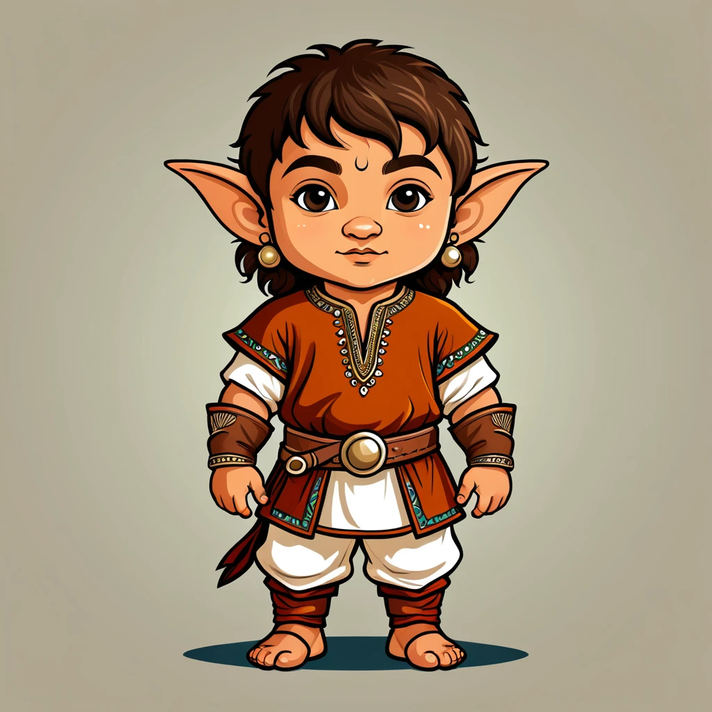 viking halfling in indian folk outfit, vector graphics, strong contours
