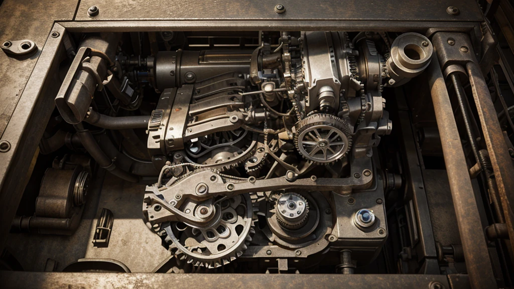 Engine, gears, mechanism, front