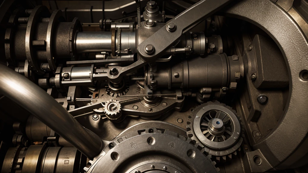 Engine, gears, mechanism, front
