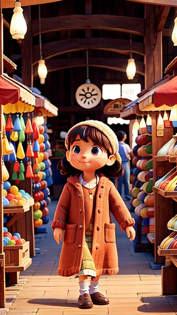 People buying wooden toys in the market
