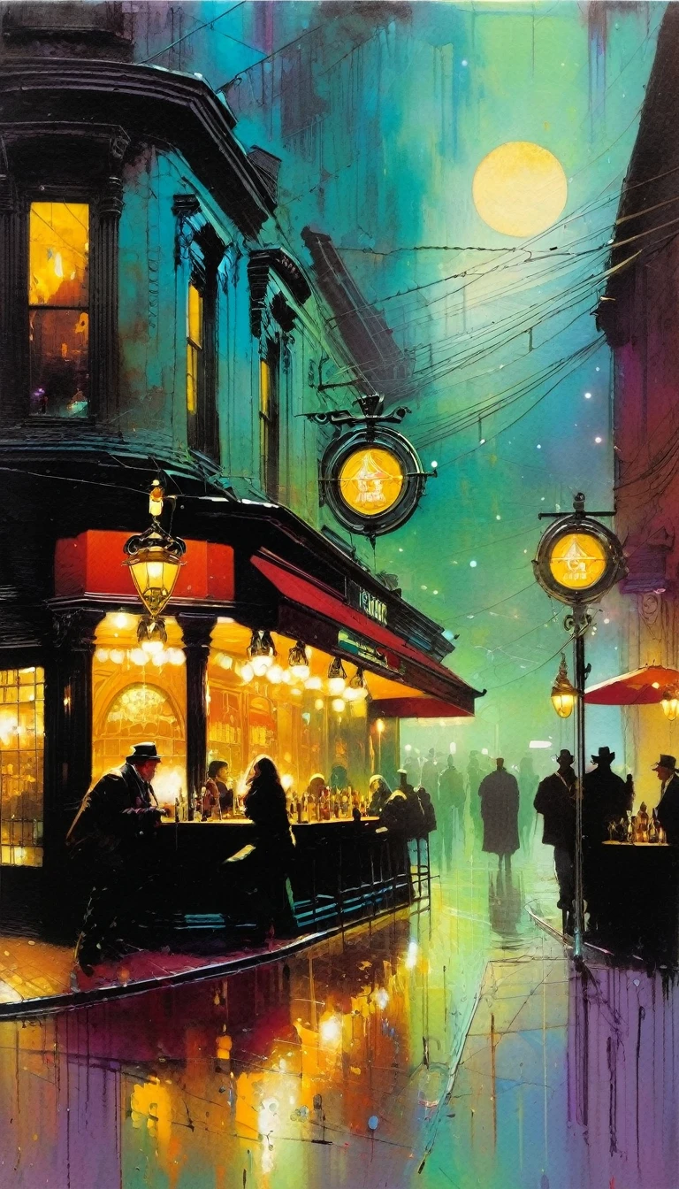 THE PUB (art inspired by Bill Sienkiewicz). oil painting)