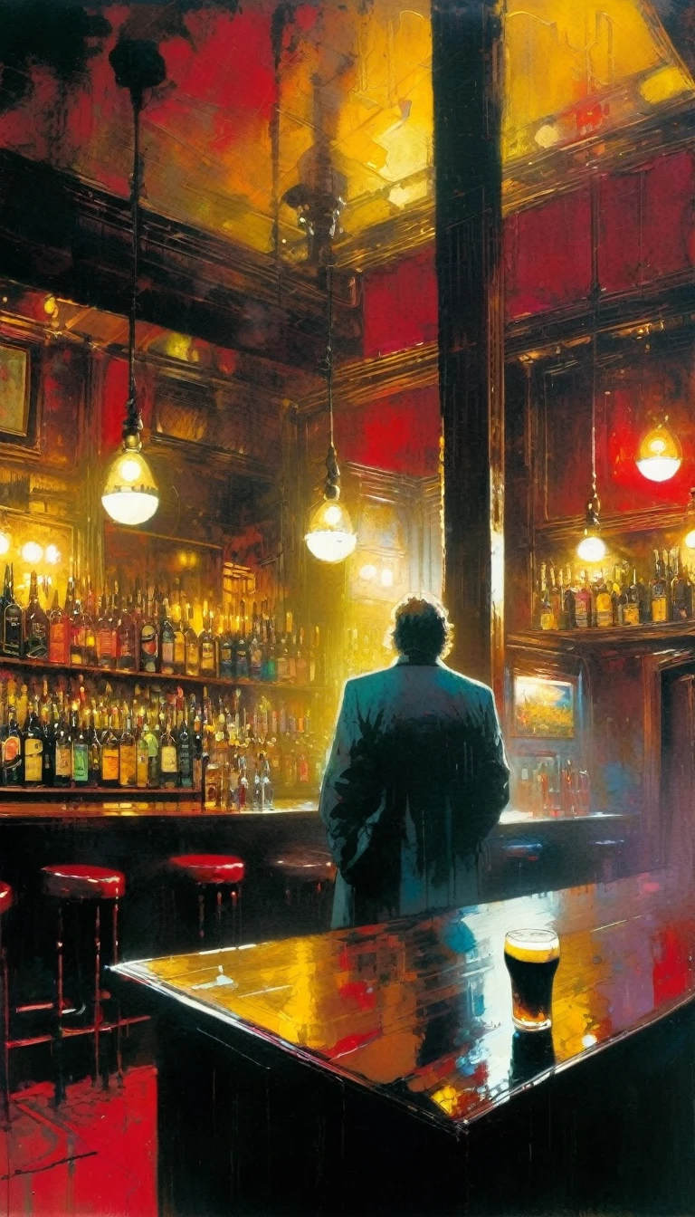 THE PUB (art inspired by Bill Sienkiewicz). oil painting)