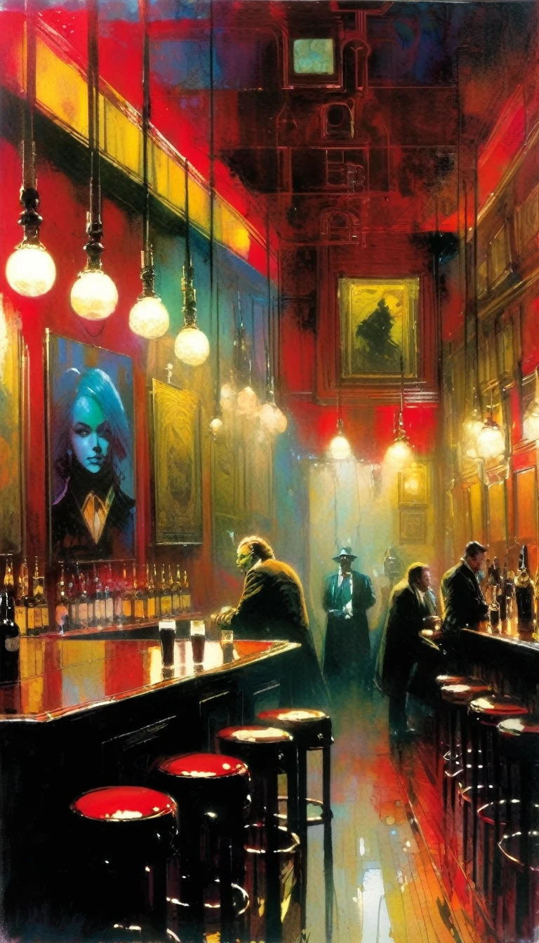 THE PUB (art inspired by Bill Sienkiewicz). oil painting)
