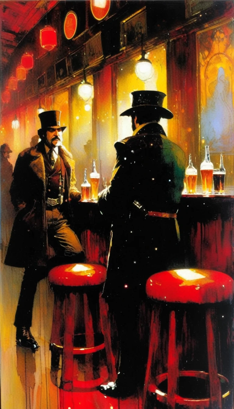 THE PUB (art inspired by Bill Sienkiewicz). oil painting)
