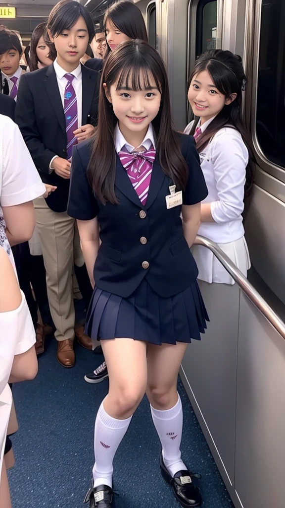 Center View、An Asian woman in a short skirt and bow tie is sitting on a train、Cute school girl、Japanese girls uniform、Wear Japan 、Japanese 、Surreal 、Dressed as a high school girl、Surreal 、Wear a uniform、Realistic school girl、Girl in uniform、Wear a uniform、 Pause、whole bodyエズビアン、Nice skin、Glowing Skin、Nice thighs、Shining thighs、Shining Regaleg , Japanese High School 、Nogizaka Idol、Korean Idol、Tai Gu emphasized、One person、crowd、Ultra mini skirt、whole body
