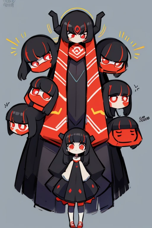 girl Primary school students Young Girl 小さいgirl Height: 130cm Standing picture Simple design The dress is a one-piece Long hair Long Black Hair Hair is black Red eyes Shoulder Bare