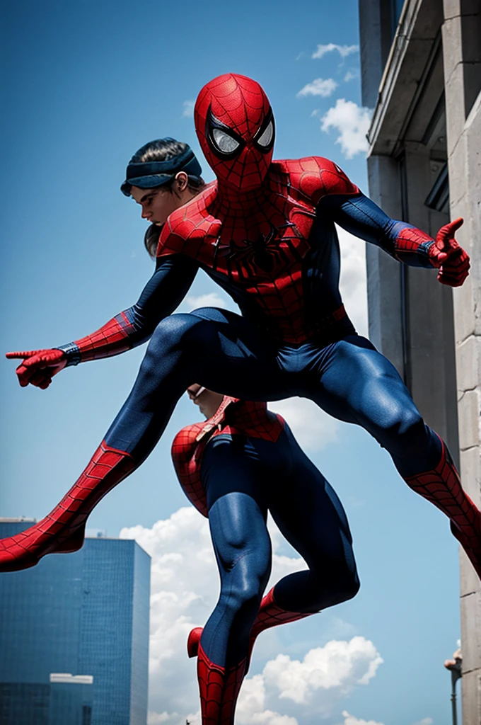 Spiderman fighting to alien