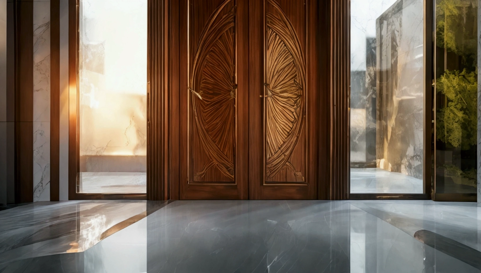 a beautiful detailed ornate modern interior, interior door, 85mm f1.8 portrait lens, photo realistic, hyperrealistic, super detailed, intricate design, dramatic sunset lighting, high dynamic range, (best quality,4k,8k,highres,masterpiece:1.2),ultra-detailed,(realistic,photorealistic,photo-realistic:1.37)
