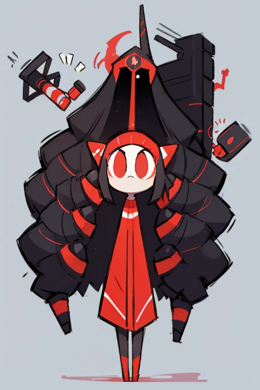 girl Primary school students Young Girl 小さいgirl Height: 130cm Standing picture Simple design The dress is a one-piece Long hair Long Black Hair Hair is black Red eyes Shoulder Bare