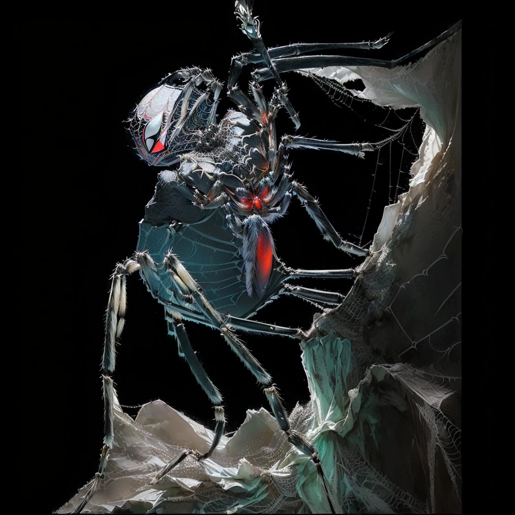 smile, ( ((The upper body is human、Spider in the lower body))) , Drider,  Holding a magic wand,detailed、An illustration