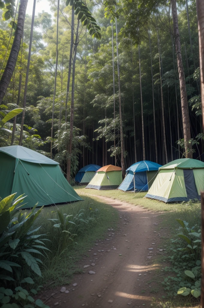 create an image that resembles camps in the forests of northern Brazil in Amapá