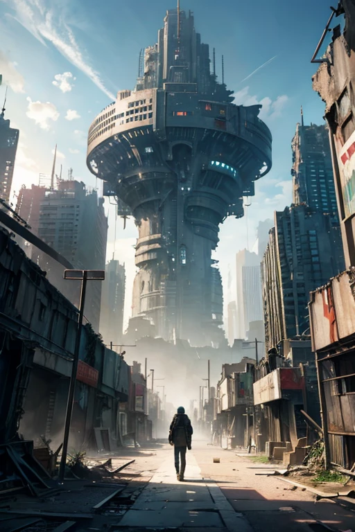 Highest quality、A ruined futuristic city、dim、Surrealism