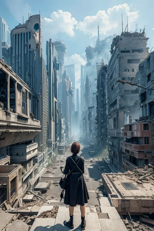 Highest quality、A ruined futuristic city、dim、Surrealism