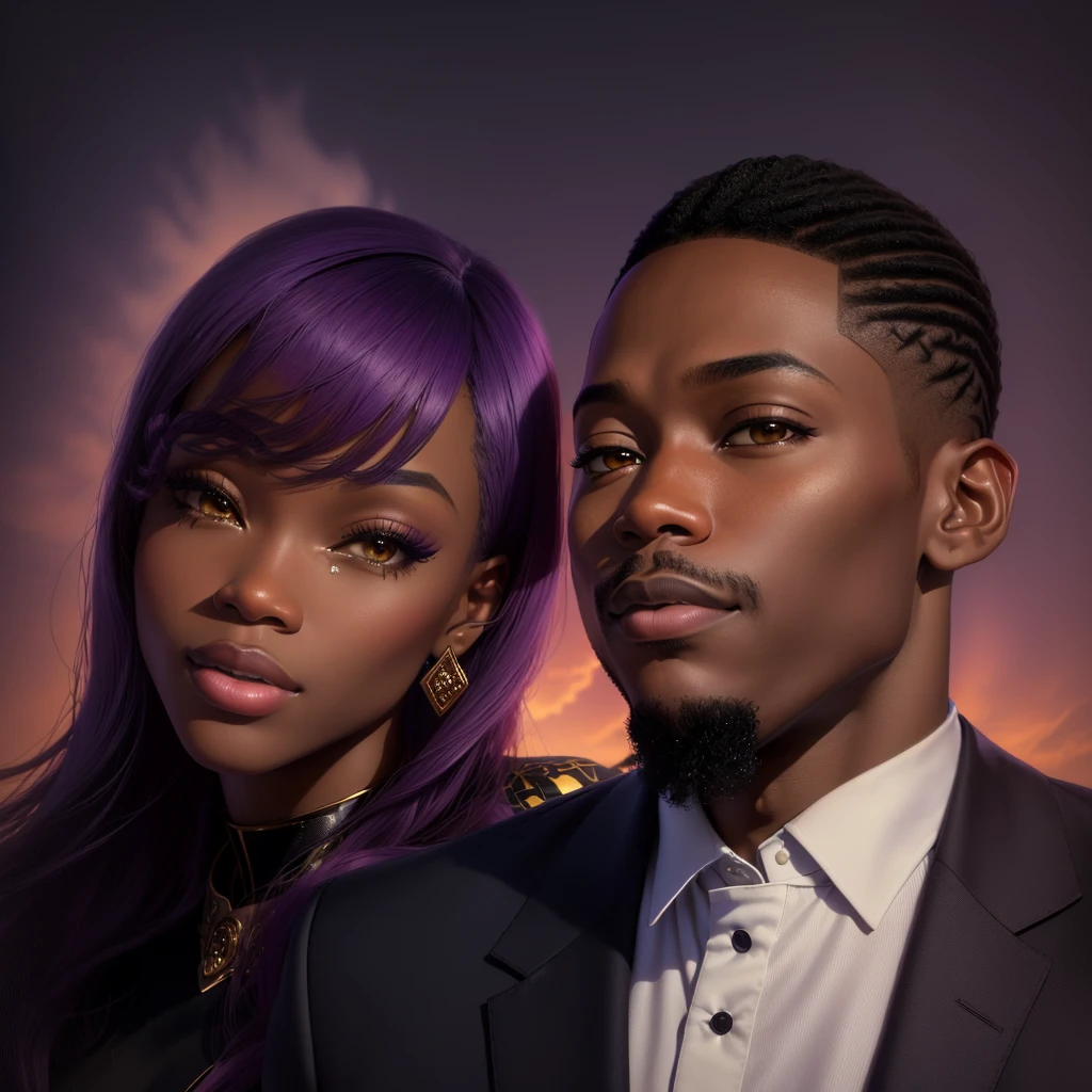 there is an african american man and woman, posing for a photo together, por Chinwe Chukwuogo-Roy, profile image, foto perfil, professional foto perfil, portrait of two people, Asya Yoranova e Alan Lee, headshot foto perfil, avatar for website, Background transparent, inspired por Chinwe Chukwuogo-Roy, by Daphne Allen, Illustrative!! photo in 8k