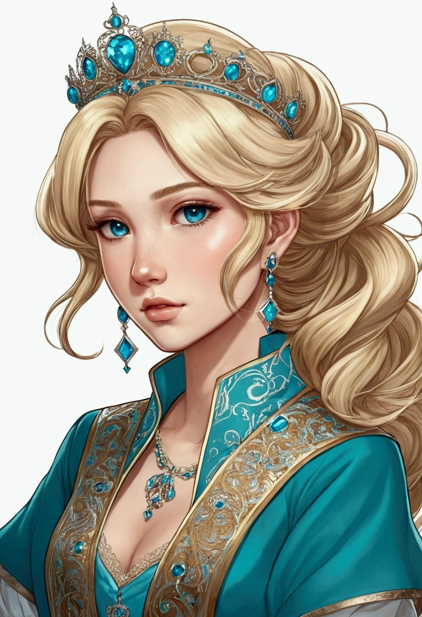 un garçon de dessin animé, cheveux bruns, avec une reine, cheveux blonds, l'embrassant, Dans le style d’Eve Ventrue, cramoisi clair et cyan, Ayami Kojima, commission pour, Fernand Toussaint, non représentatif, terne --ar 3:4 -- sur 5.2