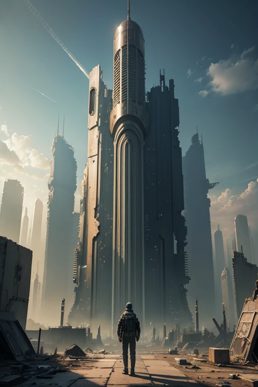 Highest quality、A ruined futuristic city、dim、Surrealism