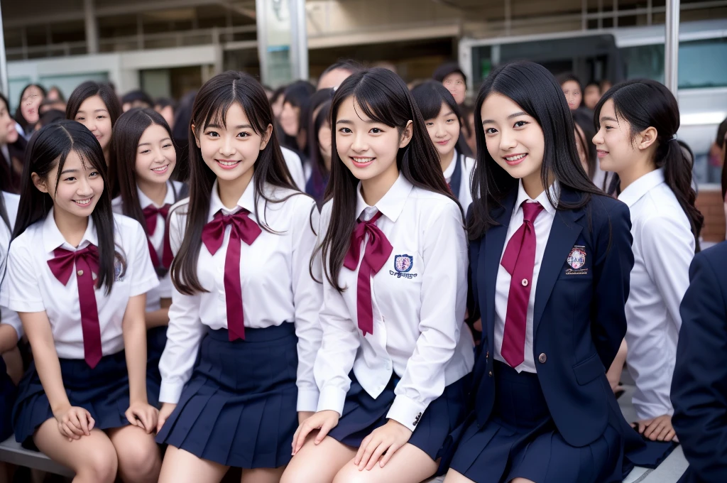 Center View、An Asian woman in a short skirt and bow tie is sitting on a train、Cute school girl、Japanese girls uniform、Wear Japan 、Japanese 、Surreal 、Dressed as a high school girl、Surreal 、Wear a uniform、Realistic school girl、Girl in uniform、Wear a uniform、 Pause、whole bodyエズビアン、Nice skin、Glowing Skin、Nice thighs、Shining thighs、Shining Regaleg , Japanese High School 、Nogizaka Idol、Korean Idol、Tai Gu emphasized、One person、crowd、Ultra mini skirt、whole body