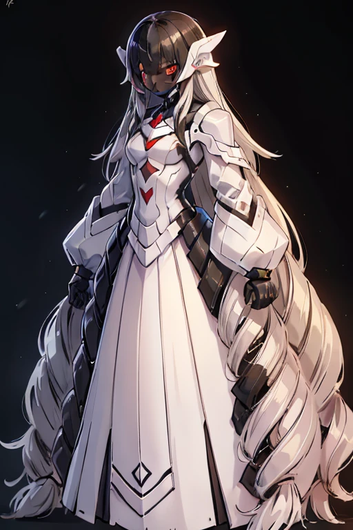 girl Primary school students Young Girl 小さいgirl Height: 130cm Standing picture Simple design The dress is a one-piece Long hair Long Black Hair Hair is black Red eyes Shoulder Bare