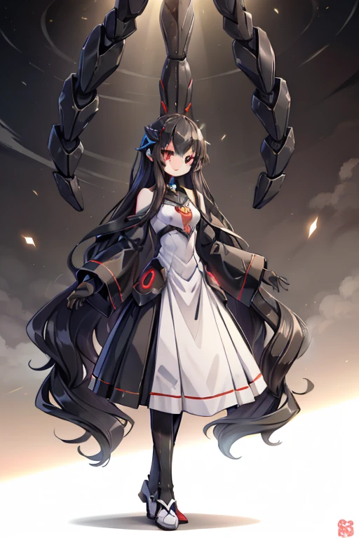 girl　　Young Girl　小さいgirl　Height: 130cm　Standing picture Simple design　The dress is a one-piece　Long hair　Long Black Hair　Hair is black　Red eyes　Shoulder Bare