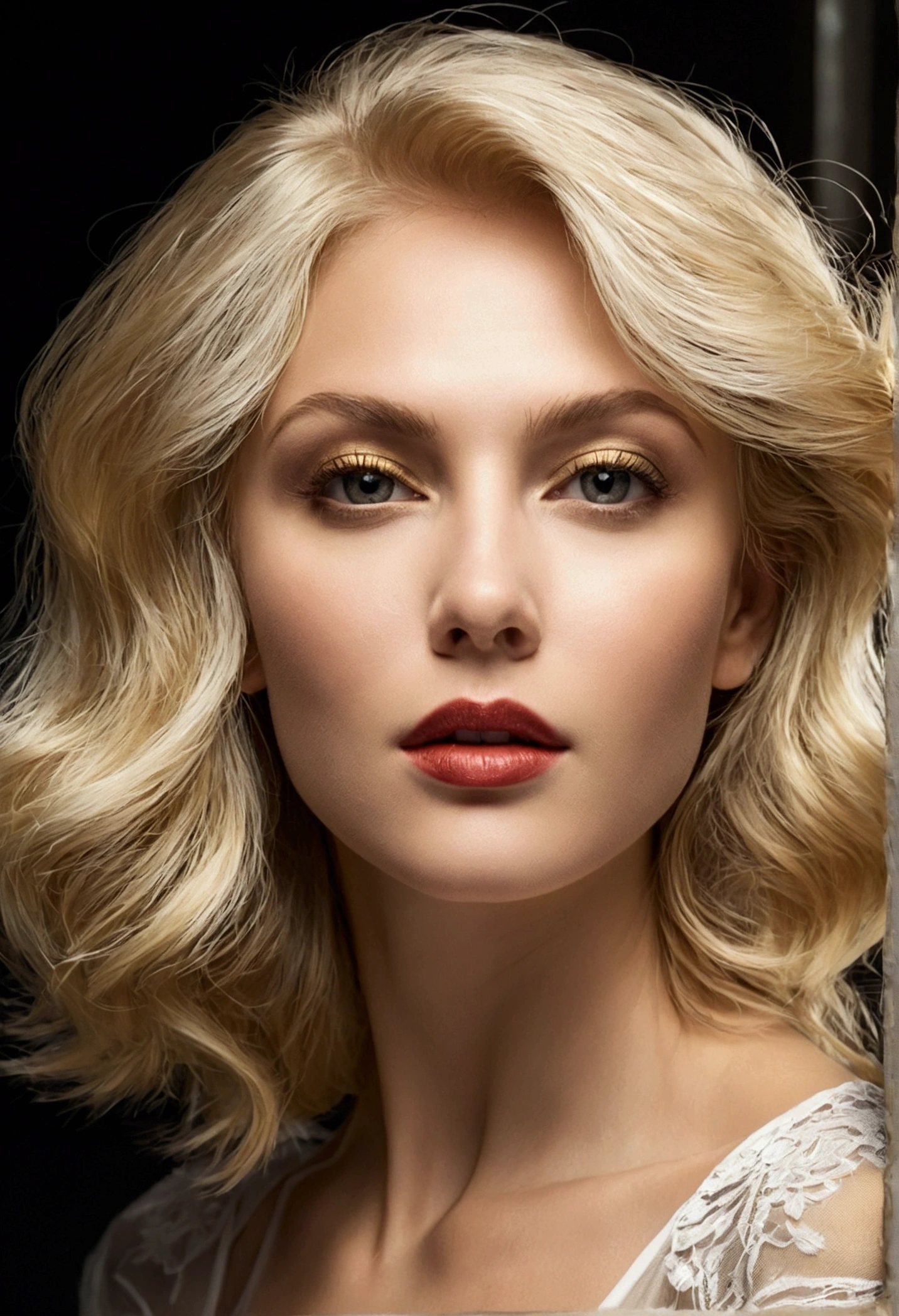 Il s&#39;agit d&#39;un portrait fantastique élaboré et complexe qui représente un homme de dix-sept ans robuste et déterminé, doté d&#39;une aura., vampire,, cheveux noirs brillants, Embrasser une femme blanche, cheveux blond, lumière dorée, Tunique transparente, Tunique fine, Passionate embrace. Passion, amour,