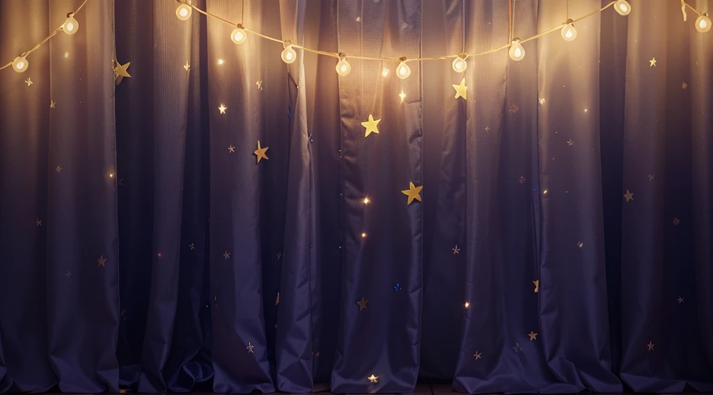 bright, rich, colorful bright, rich, colorful bright, rich, colorful bright, rich, colorful bright, rich, colorful bright, rich, colorful bright, rich, colorful The image presents a charming view of a children's cot set against a backdrop of deep purple curtains adorned with twinkling stars. The cot features a sturdy, warm orange frame, complementing the magical atmosphere. Overhead, a string of glowing, warm yellow lights adds a gentle, comforting illumination, enhancing the dreamlike quality of the scene. This setup creates a serene and inviting space, perfect for a child's restful night. The purple background adds a vibrant contrast to his attire and accessories.аffects render, (glossy plastic texture with multiple big light probe refractions), perfect cgi, smooth silhouette, high intensity refraction, (super glossy plastic material), most beautiful vfx, , realistic, 4k, high resolution, rim light, smooth 3d model, multiple light sources, rim light, sharp post effects render,, realistic, 4k, high resolution, rim light detailed digital art, reflective, best quality, 4k, masterpiece:1.2, ultra-detailed, realistic, vivid colors, The image of the highest quality, ensuring every detail showcased perfectly. It in 4k resolution, allowing viewers to immerse themselves in the richness of the colors and intricate details. The realistic rendering. under the spotlight, reflecting, high-resolution image, realistic rendering