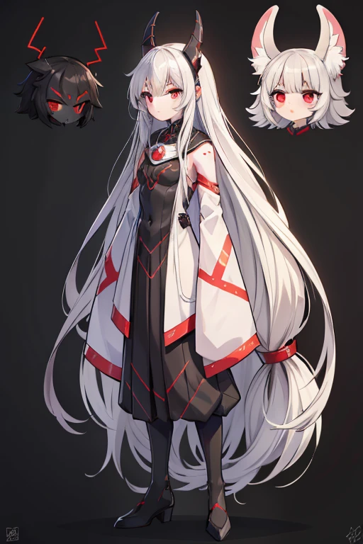 girl Primary school students Young Girl 小さいgirl Height: 130cm Standing picture Simple design The dress is a one-piece Long hair Long Black Hair Hair is black Red eyes Shoulder Bare