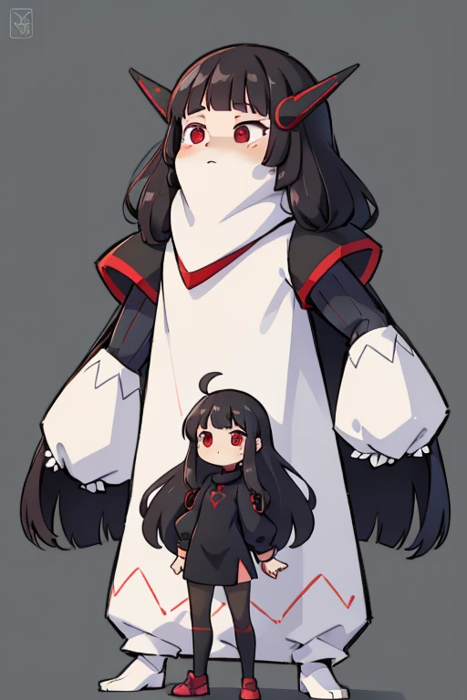 girl　Primary school students　Young Girl　小さいgirl　Height: 130cm　Standing picture Simple design　The dress is a one-piece　Long hair　Long Black Hair　Hair is black　Red eyes　Shoulder Bare