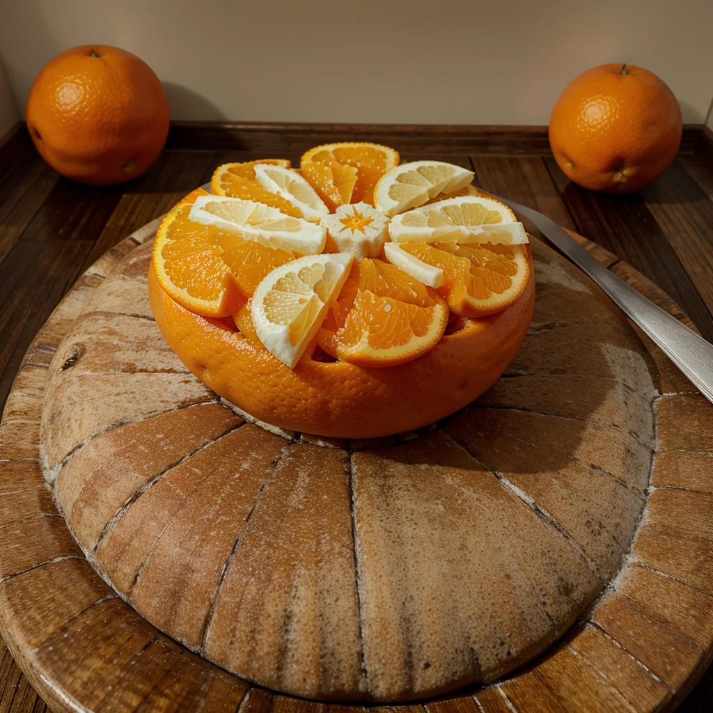 Place one frozen mandarin orange in the middle