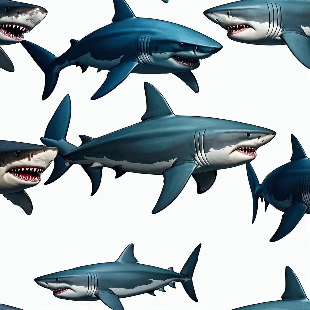 Huge sharks, Cartoon Style,masterpiece, best quality