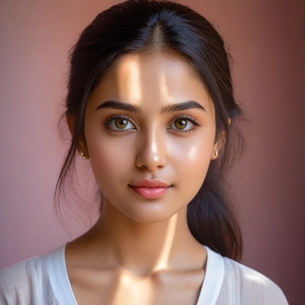 (best quality,4k,8k,highres,masterpiece:1.2),ultra-detailed,(realistic,photorealistic,photo-realistic:1.37),beautiful detailed eyes,beautiful detailed lips,extremely detailed eyes and face,long eyelashes,melancholic expression,soft lighting,subtle color tones,portrait,teenager,16-year-old girl,gorgeous dark hair,smooth skin,south Asian beauty,natural beauty,shy smile,vibrant background,ethereal atmosphere,gentle hand gestures,fresh and youthful,delicate feminine features,artistic interpretation,honest and authentic,captivating charm,sensitively portrayed,subtle emotions,sublime beauty,subtle shadows,masterful brushstrokes,fine art quality,paint-like texture,romantic ambiance,fashionable outfit,casual elegance,stylish attire,vivid colors,pearlescent highlights,graceful pose,celestial presence,majestic yet intimate composition,immersive aesthetic,zen-like tranquility,alluring gaze,sophisticated beauty,serene gaze,graceful movement,sublime femininity,artistic masterpiece.