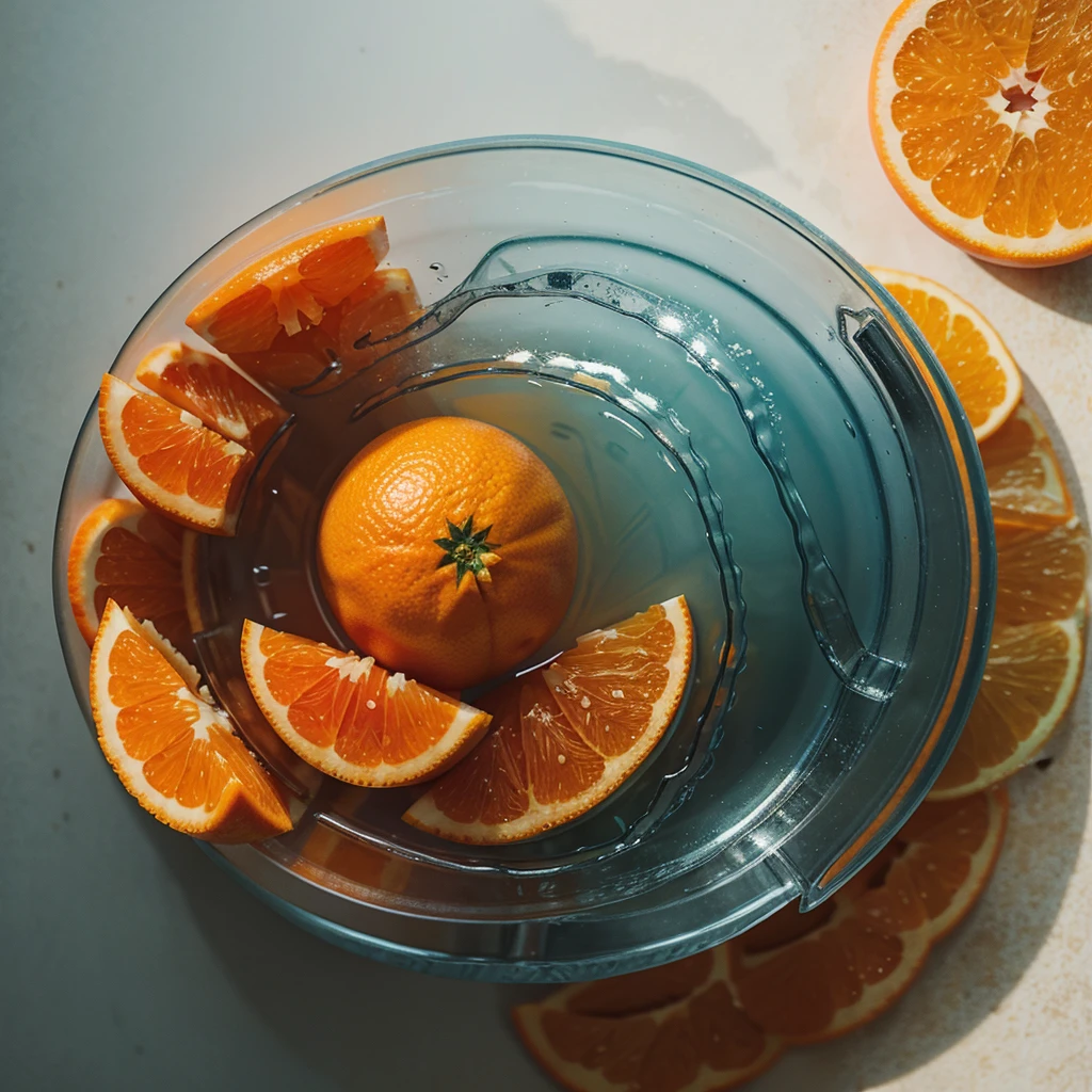 There is an illustration of a frozen mandarin orange in the center of the screen.